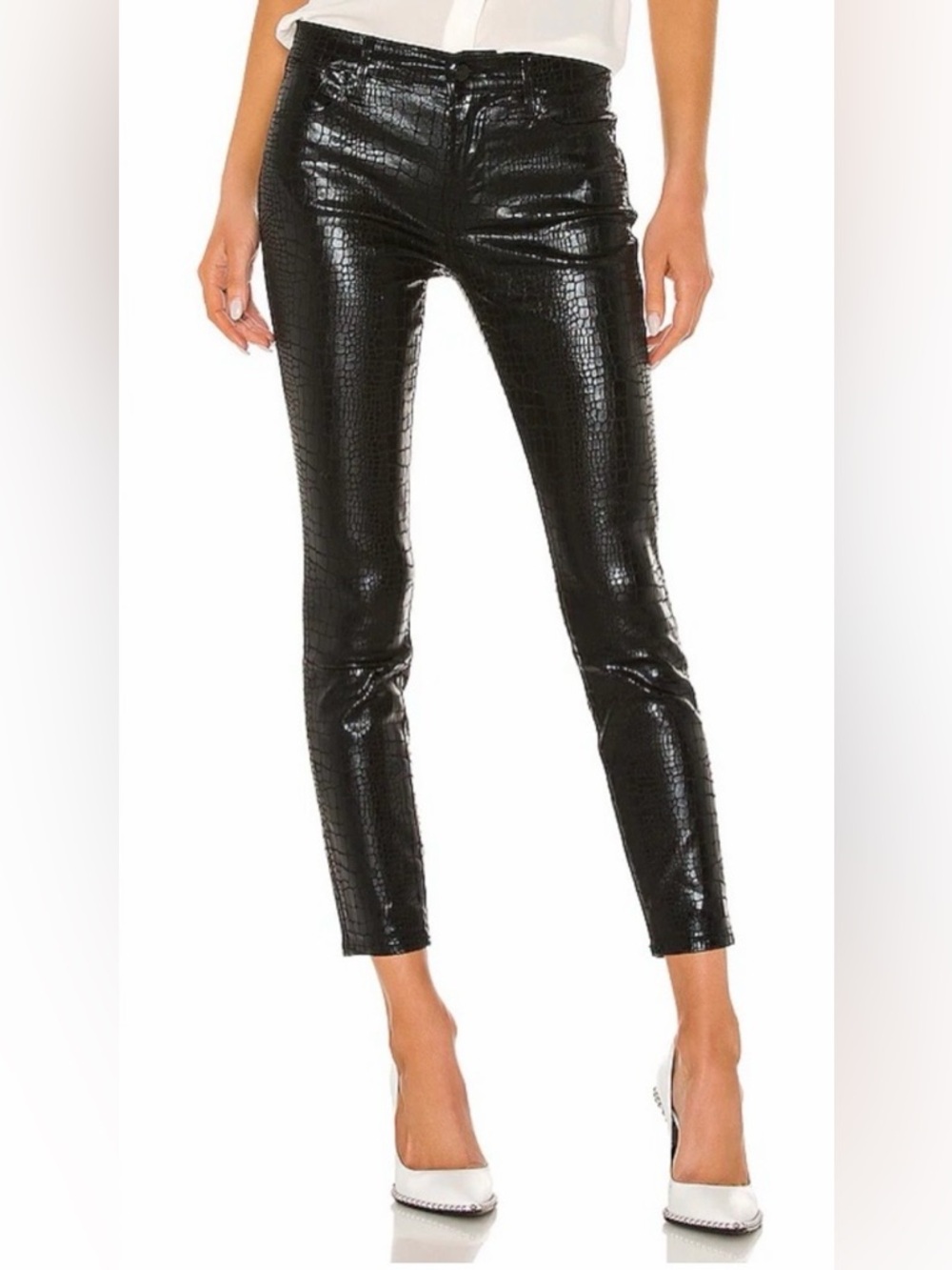 Frame Le High Skinny Jeans in Noir Croc